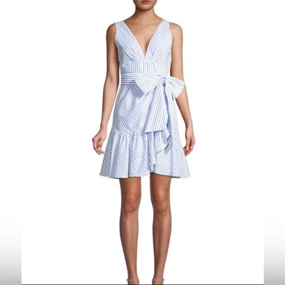 Rebecca Taylor Blue and White Stripe Linen Blend Dress